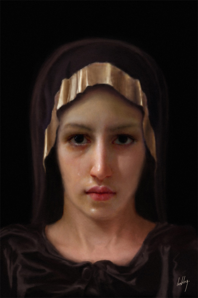 The Immaculate Conception, as artistically extrapolated from the image of her Son on the Shroud of Turin.