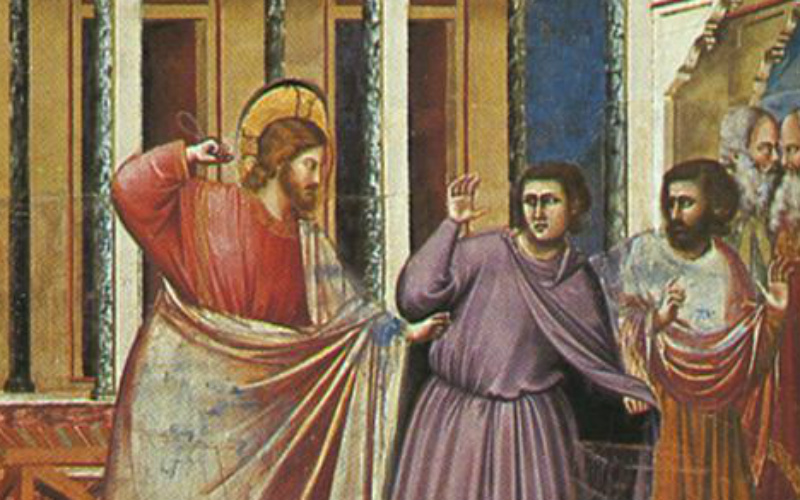 Expulsion of the Money-changers from the Temple, Giotto, ARSH 1306, Scrovegni Chapel, Padua