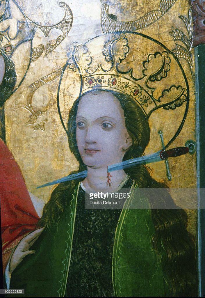 Detail of a 15th Century German Altarpiece, St. Lucy. 